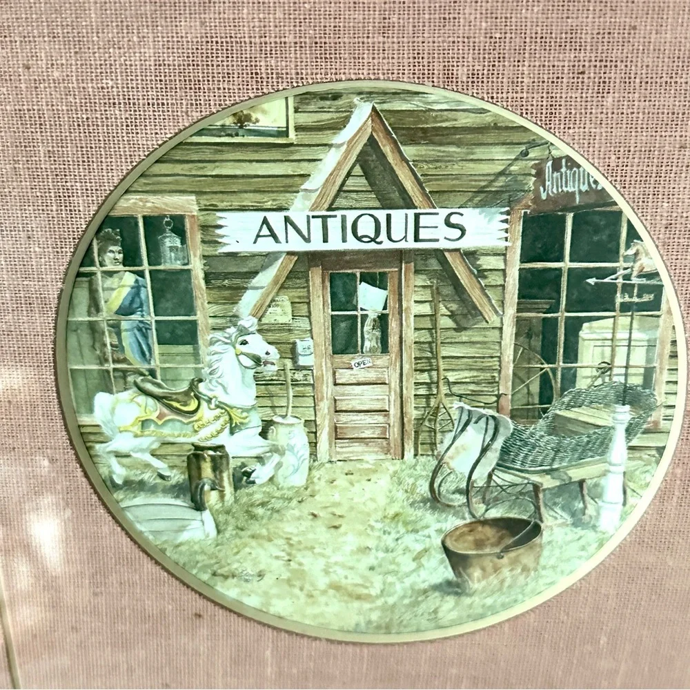 Vintage Antique Shops Art Print Wood Framed Wall Art Cottagecore Carousel Horse